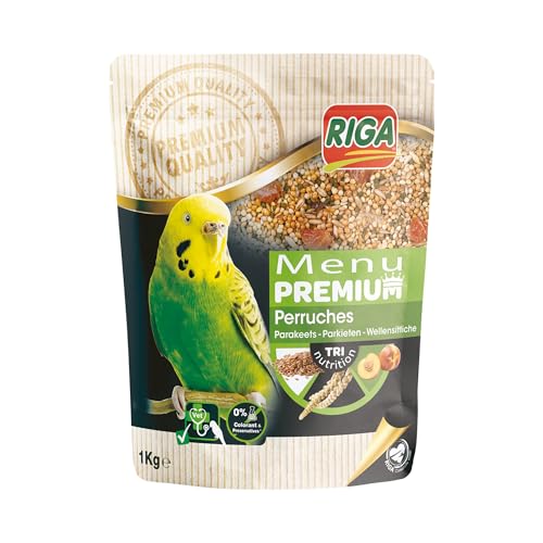 Riga - Menu Premium pour Perruches - Mélange de Graines, Céréales Et Fruits - Riches en Vitamines Et Minéraux - Élaboré par des Vétérinaires - 1 kg