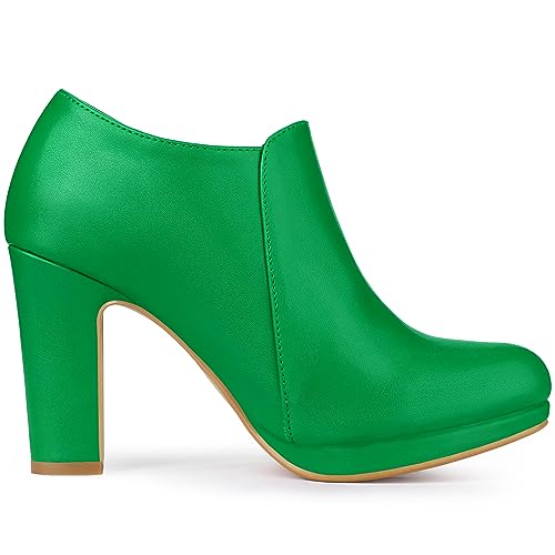 Allegra K Allegra K Women's Platform Round Toe Chunky Heelss Grass Green Ankle Booties 8.5 M US