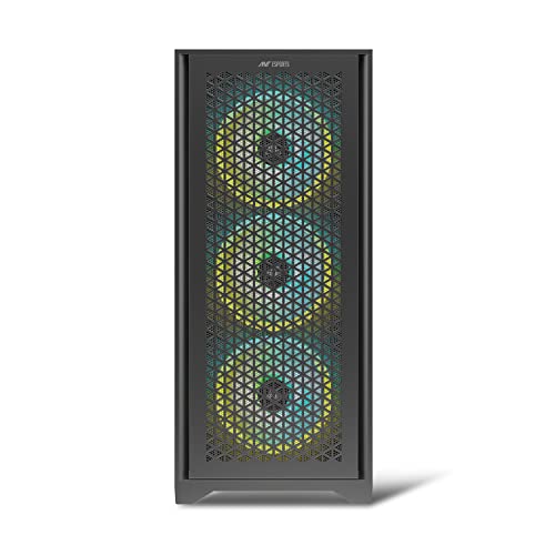 Image of Ant Esports ICE-4000 RGB Mid- Tower Computer Case /Gaming Cabinet - Black | Supports ATX, Micro-ATX, Mini-ITX | Pre-Installed 3 x 120mm ARGB Fans in Front