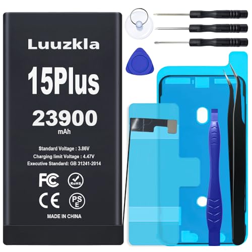Luuzkla 23900mAh (New Upgrade) Battery Compatible with iPhone 15 Plus Super Capacity Battery Compatible with iPhone 15 Plus with Full Tool Kits-0 Cycle High Capacity (24-Month Service)