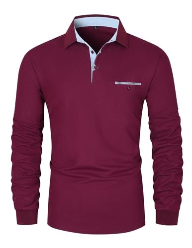 LIUPMWE Polo da Uomo Manica Lunga Maglietta Elegante Cotone T-Shirt