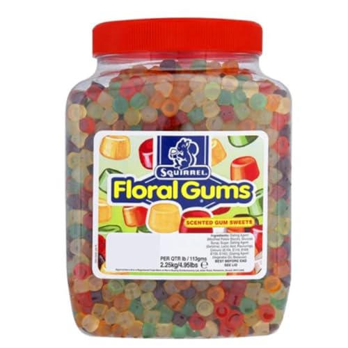 Retro Classic Floral Gums Sweets Assorted Fruit and Flower Flavour Gums 2.25kg Traditonal Flavour. Ideal for Parties. Family Favourite.