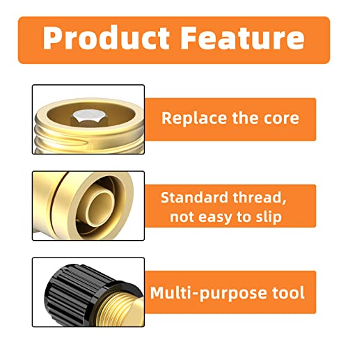 Gasher 2Pcs 1/4" Brass Inflation Schrader Valve (Dot Approved) With Push Connection, 1/4" Od Air Line Tubing, Air Line And Air Spring Suspension For Semi Truck Trailers #TOP3