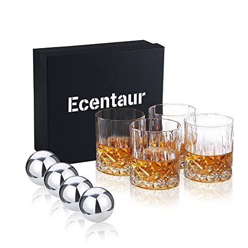 Juego de 4 vasos de whisky con cubitos de hielo de acero inoxidable Cover