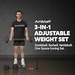 AmStaff Fitness Adjustable Dumbbells 3-in-1 Set, 42/50/70/90lb : Kettlebell, Barbell, 12-Level Weight Adjustment, Multi-Use Home Gym Gear for Men & Women