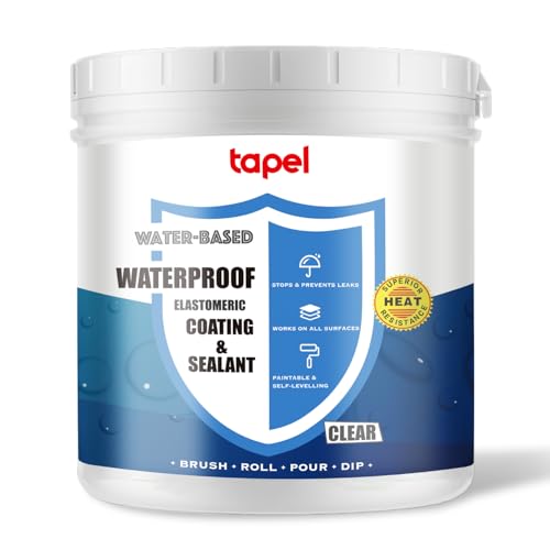 Tapel CrystalClear 500% Elastic Waterproof Coating - 0.5L - Self-Leveling Liquid Rubber Sealant for Roofs/Pools/Bathrooms - UV-Resistant & -40F to 300F - Professional Leak Repair