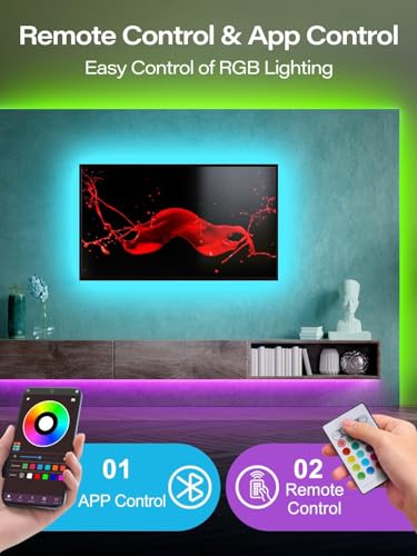 Image of NBBUFF Led Lights for TV for 32-75 Inch, 16.4ft TV Led Backlight, RGB Led Strip Lights Music Sync Color Changing, USB Light Strip with Remote, App Control Led Lights for Bedroom, Gaming Accessories