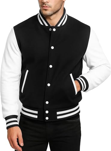 Image of LP-FACON Unisex Varsity Letterman Jacket | Mens College Baseball High School Bomber Wool + Faux Leather Jacket