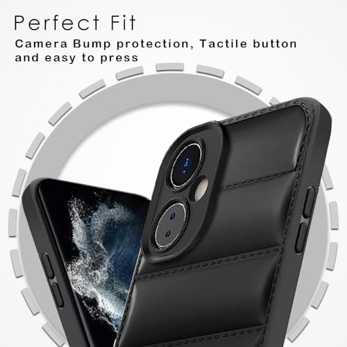 Image of KARWAN Puffer Edition Silicone Case Cover for Oneplus Nord CE3 Lite | Scratch Resistance Mobile Cover, Camera Protection Case Compatible with Black