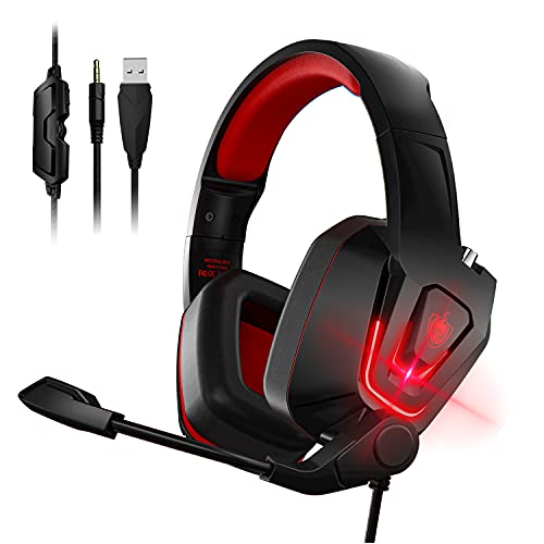ゲーミングヘッドセットPS4用ヘッドセット マイク付き 有線ヘッドセットPCゲーミング LED PS5 /PC/FPS/PC 対応ノイズキャンセリング 軽量 ゲーム用ヘッドセット Switch スイッチ 男女兼用 プレゼント 黒赤
