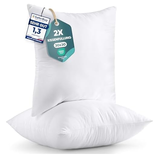 Utopia Bedding 2er Set Kissenfüllung 30 x 30 cm, Baumwollmischung Bezug, Innenkissen Füllkissen Kopfkissen Sofakissen (Weiß)