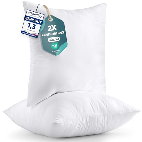 Utopia Bedding 2er Set Kissenfüllung 30 x 30 cm, Innenkissen Füllkissen Kopfkissen Sofakissen (Weiß)