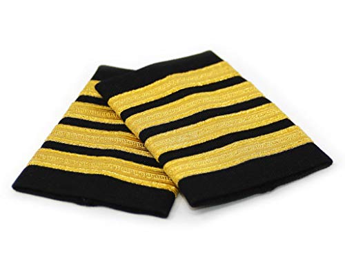 phoenix bars - Aero Phoenix Professional Pilot Uniform Epaulets - Four Bars - Captain - Gold Metallic on Black