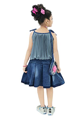 Image of Chandrika Girls Casual Skirt and Top Set with Bag for Kids