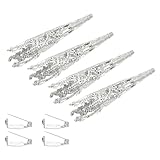 PATIKIL 41mm Corsage Decorative Holder, 4 Pcs Brooch Pin Vase Pocket Boutonnieres Holder with Bar Pins for Wedding Party DIY Crafts, Platinum