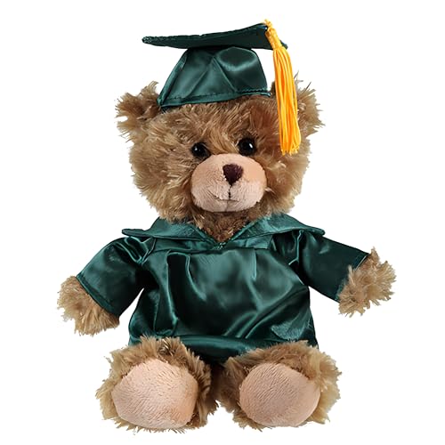 Plushland Teddy Bear Stuffed Animal Plush Toys Present Gifts for Graduation Day, Personalized Text, Name or Your School Logo on Gown, Best for Any Grad School Kids 6 Inches (Forest)