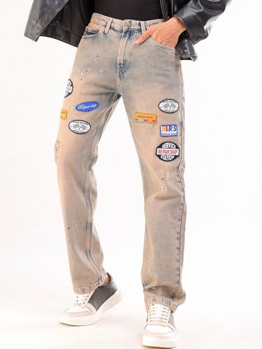 Image of The Indian Garage Co Men Vintage Straight Fit Solid Mid-Rise Jeans