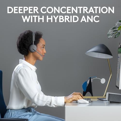 Image of Logitech Zone Wireless 2 Premium Noise Canceling Headset with Hybrid ANC, Bluetooth, USB-C, USB-A, Certified for Zoom, Google Meet, Google Voice, Fast Pair, Engineered for Intel Evo laptops, Graphite