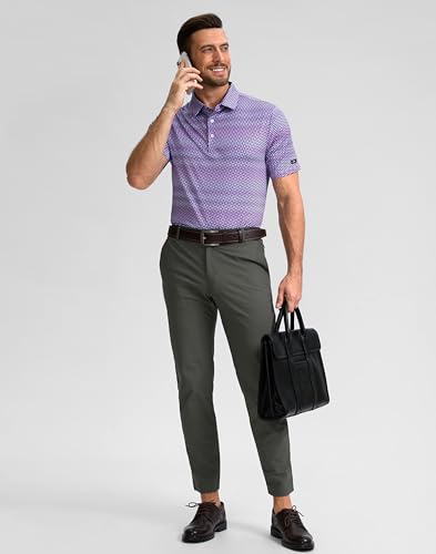 Image of Obla Mens Golf Polo Shirts Short Sleeve Dry Fit Performance Moisture Wicking Casual Print Collared Golf Shirts for Men