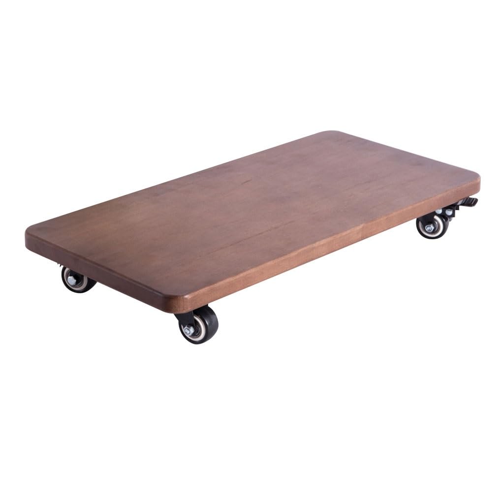 Chariot à plantes carré en bois 40x20 cm avec roulettes pour pot de fleurs extérieur