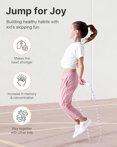 Image of YOTTOY Jump Rope for Kids 8-12,Toddler Jump Rope with Soft Beaded, Jump Rope for Girls and Boy Play in School PE Classes,Training