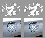 (2 Pcs) 5"x3.6" White - Funny Car Stickers, Pull Fuel Tank Pointer to Full, High Gas Consumption, Fu