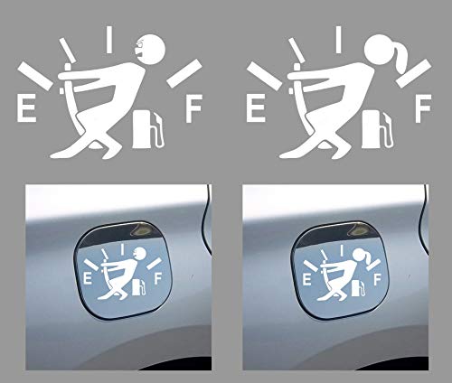 (2 Pcs) 5"X3.6" White - Funny Car Stickers, Pull Fuel Tank Pointer To Full, High Gas Consumption, Fuel Gage Empty - Uv Resistant, Waterproof, Peel & Stick Vinyl Car Decal Bumper Sticker - For Cars, Trucks, Boats, Motorcycle Etc. #TOP4
