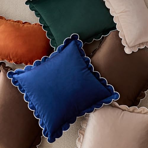 Housse de coussin chambre à coucher bleu velours déco salon - 4