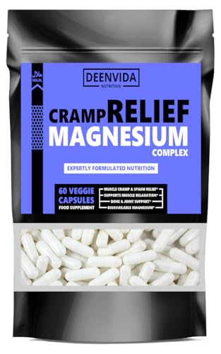 Cramp Relief Supplement Magnesium Supplement for Muscle & Leg Cramps & Spasms with Magnesium VIT D3 & Calcium for Sleep & Muscle Relaxation Halal & Suitable for Vegetarians DeenVida Nutrition