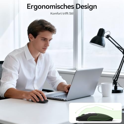 TECKNET Bluetooth Maus, Kabellose Maus mit 4800/3200/2400/1600/1200/800 einstellbare DPI, 2.4G USB Funkmaus, 4 Tasten Wireless Mouse, Bluetooth 5.0 Tragbare Mini Funkmaus für Laptop/MacBook/Computer