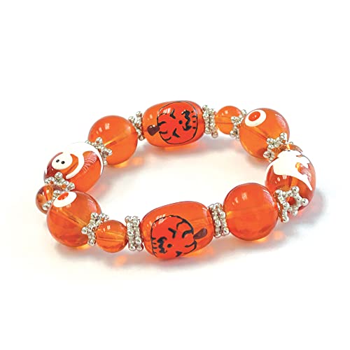 Halloween Bracelet For Women, Trick Or Treat Bracelet, Spooky Jack O' Lantern Pumpkin Jewelry Gift 1 pc