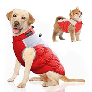 Dog Coat, Dog Jacket Upgraded Sturdy Built-in Harness, Elastic and Tightenable High Collar Dog Clothes, Anti Scratch Zipper and Highly Visible Reflective Dog Winter Coat for Small Medium Large Dogs