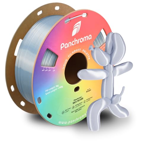 Image of Polymaker Panchroma Silk PLA Filament 1.75mm 1kg, Shiny Silver, New and Improved Formula, Better Strength, Printing Speed and Clog-Free. Works in Most FDM and Multicolor 3D Printers.