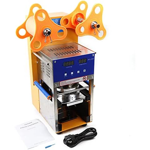 Milk Tea Sealing Machine Bubble Tea Machine 400 Watt Automatic Sealing Tea Cup Automatic Cup Sealing Machine 400-600 Cups/H Electric Cup Sealer, EU Stock Cover