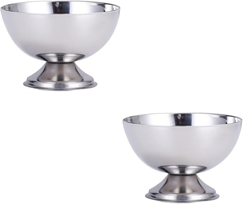 BESTOYARD 2 unidades de acero inoxidable ensalada taza de helado con pies platos condimentos tazón de taza de salsa de inmersión