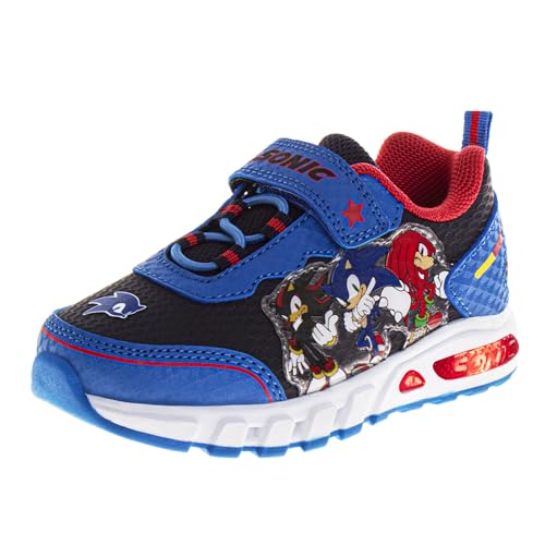 Josmo Sonic Sneakers with Lights - Laceless Lightweight Breathable Fashion Athletic Shoes for Boys - Blue (Size 7 Toddler)