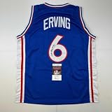 Autographed/Signed Julius Erving Dr. J Philadelphia Blue Basketball Jersey JSA COA