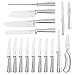 Knife Block Set - 17 Pieces - Includes Solid Wood Block, 6 Stainless Steel Kitchen Knives, Set of 8 Serrated Steak Knives, Heavy Duty Poultry Shears, and a Carbon Steel Sharpening Rod