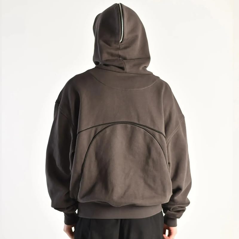 Mens Y2K Zip Up Hoodie Unisex fashion Casual Fall Jacket solid color Hooded Sweatshirts with Pockets grunge Hoodie4