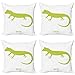 ABAKUHAUS Safari Set de 4 Fundas para Cojín, Australia Lizard, Estampado Digital en Ambos Lados y Cremallera, 45 cm x 45 cm, Pistacho Verde Blanco