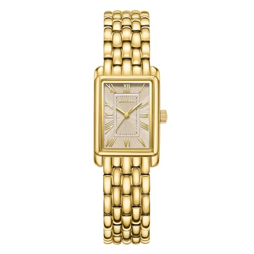 Montre dorée pour femme avec bracelet vintage rectangulaire idéale pour le quotidien et le bureau