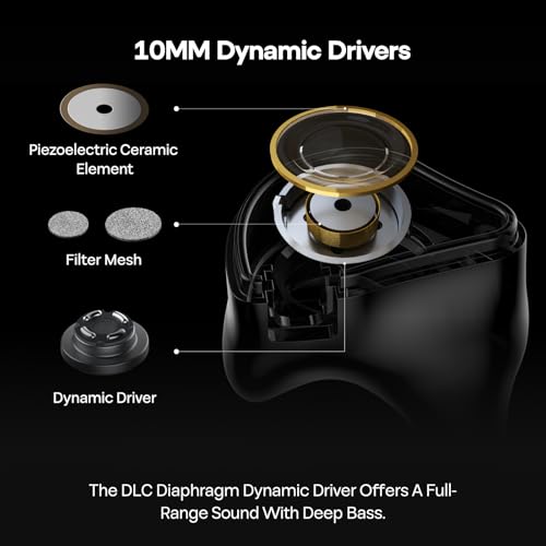 Image of 7HZ G1 in-Ear Monitor, 10mm DLC Dynamic Driver IEM Wired Earbuds, HiFi Headphones with Detachable OFC Silver-Plated Cable for Gaming and Music Audiophiles (with Mic, Black) | with Detachable OFC Silver-Plated Cable, Ergonimic In-Ear Earphones for Gaming & Music Audiophiles (with Mic, Black)