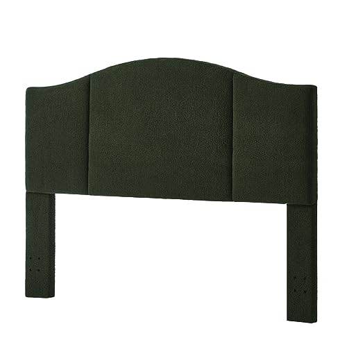 24KF Upholstered Soft Teddy Fabric King Headboard,Modern Wave-Like Top Edge CA King Size Headboard, 6033-K-Dark Green - Thumbnail 3
