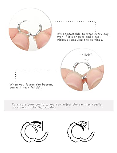 Qoolnear Titanium Steel Hoop Earrings,316L Surgical Steel Earrings,Cartilage Hoop Earrings,Huggie Hoop Earrings,8Mm/10Mm/12Mm/14Mm Sleeper Earrings For Men Women Boys Girls #TOP2