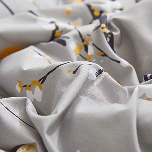 Gray Comforter Sheet Set Bed In A Bag 7 Pieces Queen Size Tree Branch Bloom Flower Microfiber Winter Bedding Set (1 Comforter 2 Pillow Shams 1 Tan Flat Sheet 1 Fitted Sheet 2 Pillowcases) #TOP6