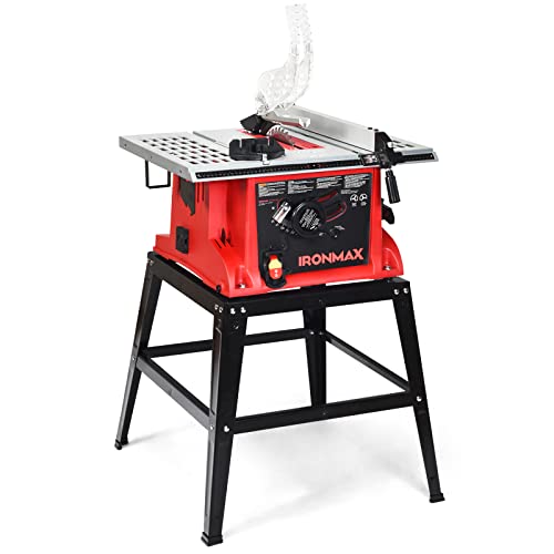 Table Saw - ARNOT 15 Amp 10 in. Compact Portable Jobsite Table Saw with Folding Stand, 36T Blade, Cutting Speed Up to 5000RPM, 45ºDouble-Bevel Cut, Benchtop Table Saw for Woodworking