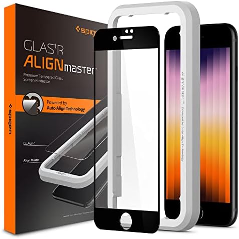Spigen 1 Pack AlignMaster Full Coverage Tempered Glass Screen Protector for iPhone SE 2022/2020 and iPhone 8/7