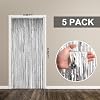 5 Pack Foil Curtain Backdrop Silver Metallic Tinsel Foil Fringe Curtains Photo Booth Props for Birthday Wedding Engagement Baby Shower Bachelorette Christmas Holiday Celebration Party Decorations