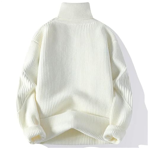 Men's Turtleneck Sweater Patchwork Knitted Pullover Casual Loose Warm Pullover2