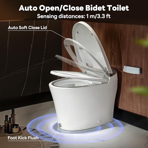 Image of Casta Diva Smart Toilet with Bidet Built in, Auto Open /Close, Foam Shield, 1000g MaP Flush, Heated Seat, Foot Kick & Blackout Flush, Bidet Toilet with Night Light for Bathrooms